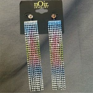 *NWT* nOir Earrings Fringe multicolor rainbow ombré Pride Cascade waterfall